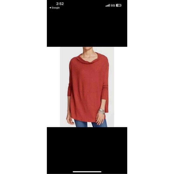 Free People Lover Ribbed Split Back Pullover Tunic Size Large - Picture 2 of 10